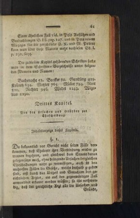 Drittes Kapitel. Von den Ursachen und Gründen zur Ehescheidung.