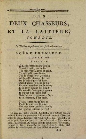 Les deux Chasseurs et la laitière : comédie en un acte, melée d'ariettes