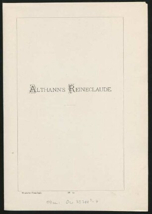 IV. 19. Althann's Reineclaude