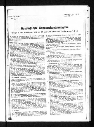 Vereinfachte Honorarkartenabgabe