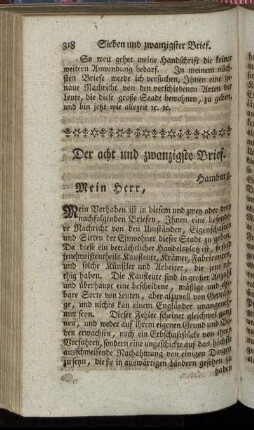 Der acht und zwanzigste Brief. Hamburg. - Der dreyßigste Breif. Hamburg.
