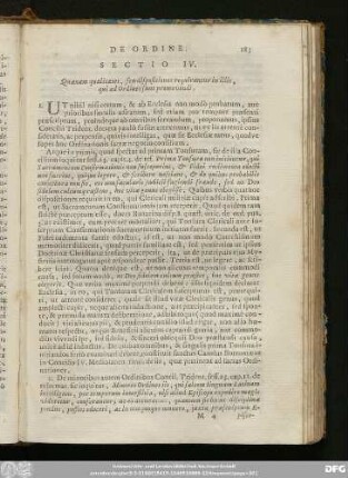 Sectio IV. Quaenam qualitates, seu dispositiones requirantur in illis qui ad Ordines sunt promovendi.