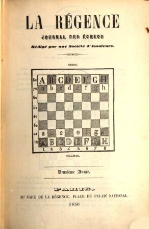 La régence : journal des échecs, 2. 1850