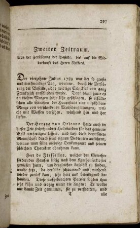 Zweiter Zeitraum. Von der Zerstörung der Bastille, bis auf die Wiederkunft des Herrn Nekkers.