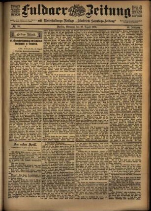 Erste Ausgabe vom Mittwoch, den 28. August 1901.