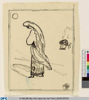 Entwurf zu Buch Esther, Person mit gesenktem Kopf