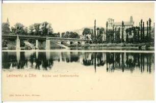 Leitmeritz. Elbebrücke (1858-1859) und Seminarkirche