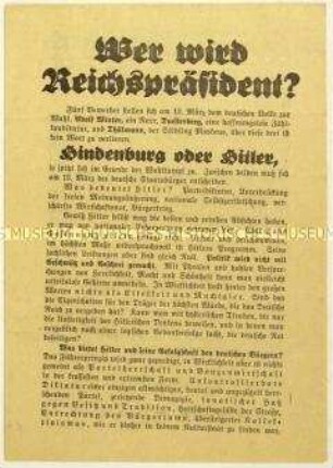 Aufruf zur Wahl von Paul von Hindenburg zum Reichspräsidenten1932