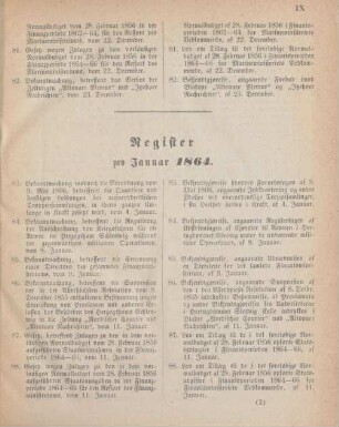 Register pro Januar 1864
