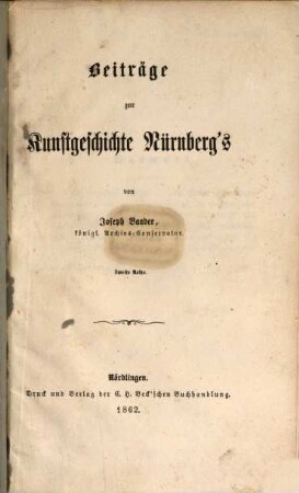 Beiträge zur Kunstgeschichte Nürnbergs, 2