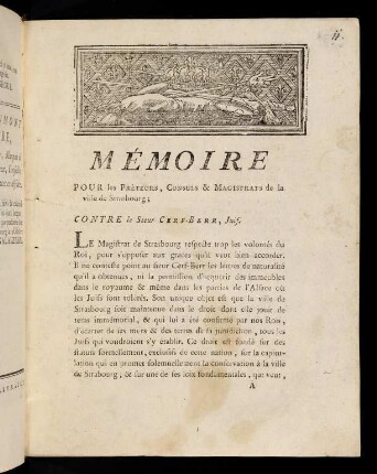 1-13, Mémoire Pour les Préteurs, Consuls & magistrats ...