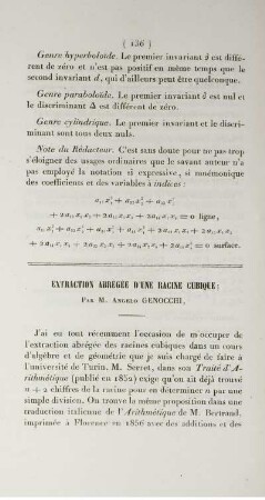 Extraction abrégée d'une racine cubique.