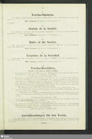 IId. Vereins-Beschlüsse