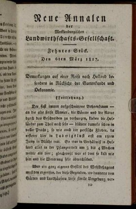 Zehntes Stück. Den 6ten März 1817