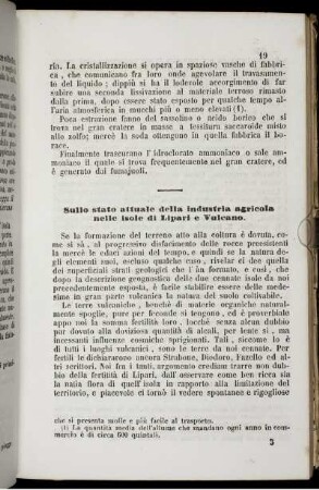 Sullo stato attuale della industria agricola nelle isole di Lipari e Vulcano.