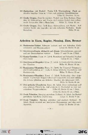 Arbeiten in Eisen, Kupfer, Messing, Zinn, Bronze (Nr. 311-392)