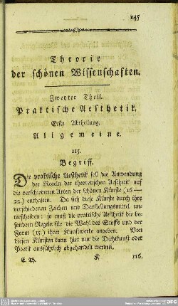 Zweyter Theil. Praktische Aesthetik