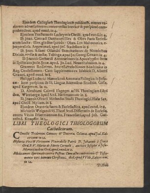Libri Theologici Theologorum Catholicorum.