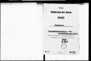 Rechtsverhältnisse der unter Artikel 131 Grundgesetz fallenden Personen, hier: Übersichten über den gesamten Personalstand der inneren Verwaltung