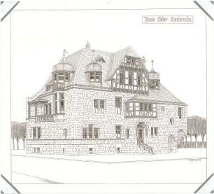 Billing, Hermann; Karlsruhe, Jahnstr. 24; Haus Lieber - Außenfassade (Perspektive)
