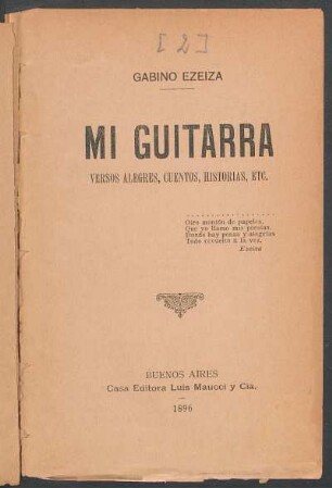 Mi guitarra : versos alegres, cuentos, historias, etc.