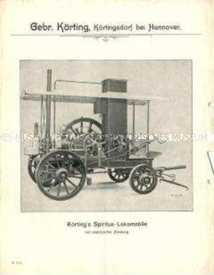 Spiritus-Lokomobile mit elektrischer Zündung