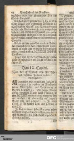 Das IX. Capitel. Von der Erkäntniß des Menschen/ und desselben Zustand nach der Widergeburt.