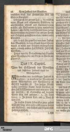 Das IX. Capitel. Von der Erkäntniß des Menschen/ und desselben Zustand nach der Widergeburt.