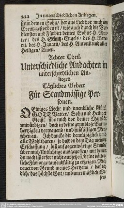 Achter Theil. Unterschiedliche Andachten in unterschiedlichen Anliegen