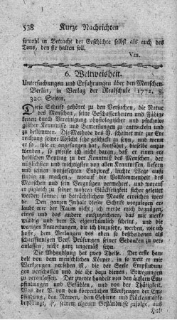 Untersuchungen und Erfahrungen über den Menschen. Bd.1.
