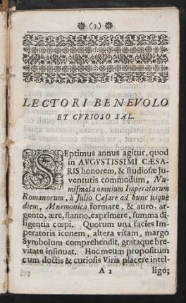 Lectori Benevoli Et Curioso Sal.