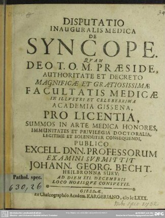 Disputatio inauguralis medica de syncope