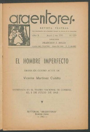 1943022900: El hombre imperfecto : drama en cuatro actos