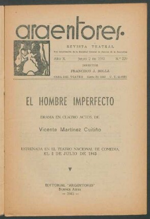 1943022900: El hombre imperfecto : drama en cuatro actos