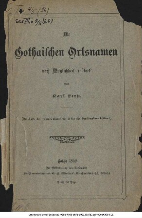 Die Gothaischen Ortsnamen