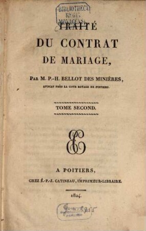 Traité du contrat de mariage. 2