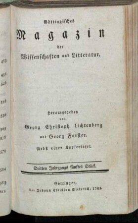 Dritten Jahrgangs fünftes Stück.