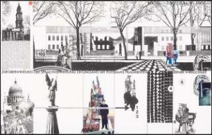Umgestaltung des zugeschütteten Stadtkanals zur Kunstmeile, Yorckstraße, Potsdam Schinkelwettbewerb 1993: Perspektivische Ansichten (Collage)