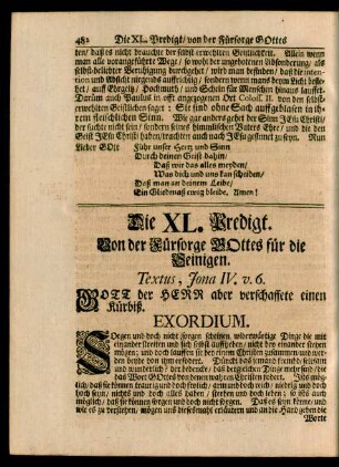 Die XL. Predigt. Von der Fürsorge GOttes für die Seinigen