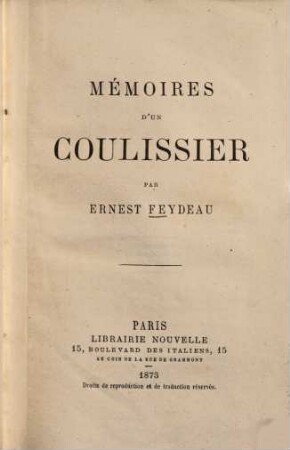 Mémoires d'un Coulissier