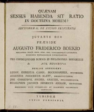 2: Quænam Sensus Habenda Sit Ratio In Doctrina Morum?. Sectionem II