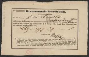 [Quittung] Recommandations-Schein