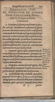 Disputatio VIII. De Principio Et Norma Fidei Christianae, Nimirum de Scriptura Scara Canonicâ