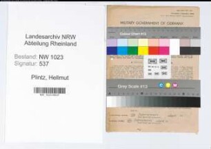 Entnazifizierung Hellmut Plintz , geb. 01.12.1907 (Vers.Angest.)
