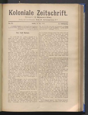 No. 11. Berlin, 28. Mai 1903