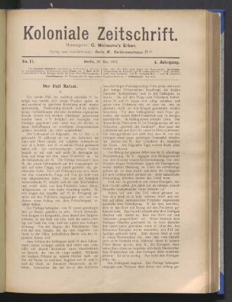 No. 11. Berlin, 28. Mai 1903