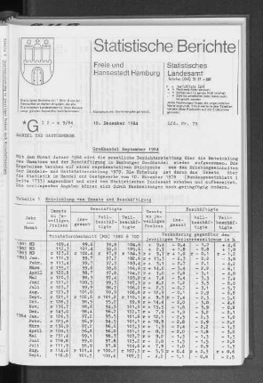 Großhandel September 1984 : Lfd. Nr. 79