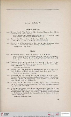 VIII. Varia (Nr. 621 - 658)