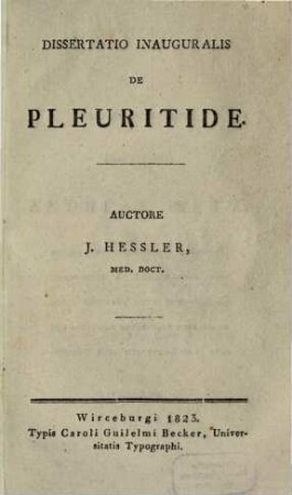 Diss. inaug. de pleuritide