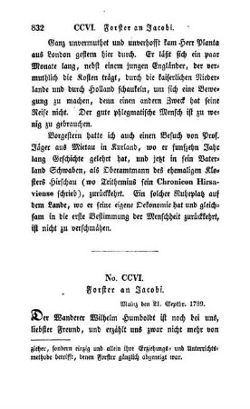No. CCVI. Forster an Jacobi